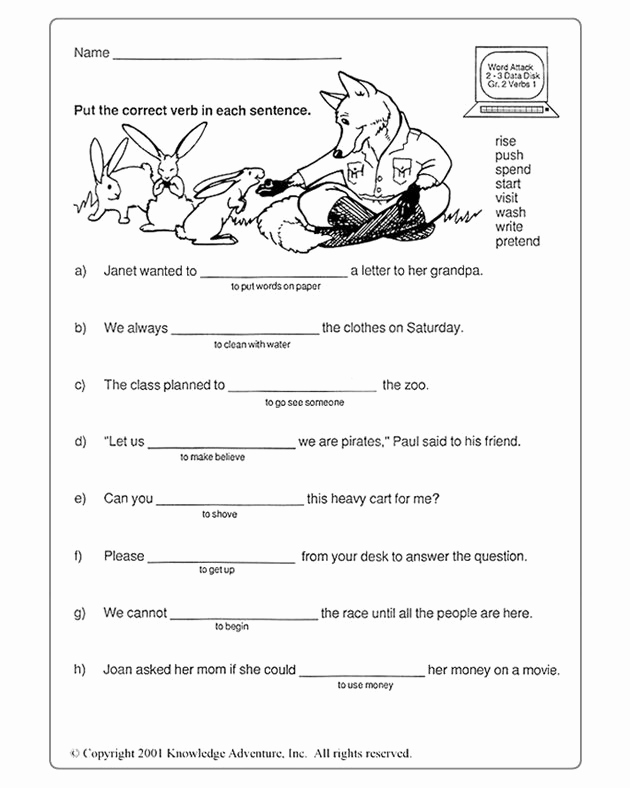 2nd Grade Grammar Worksheets Free Best Of Verb attack Word Usage Printable Vocabulary Words