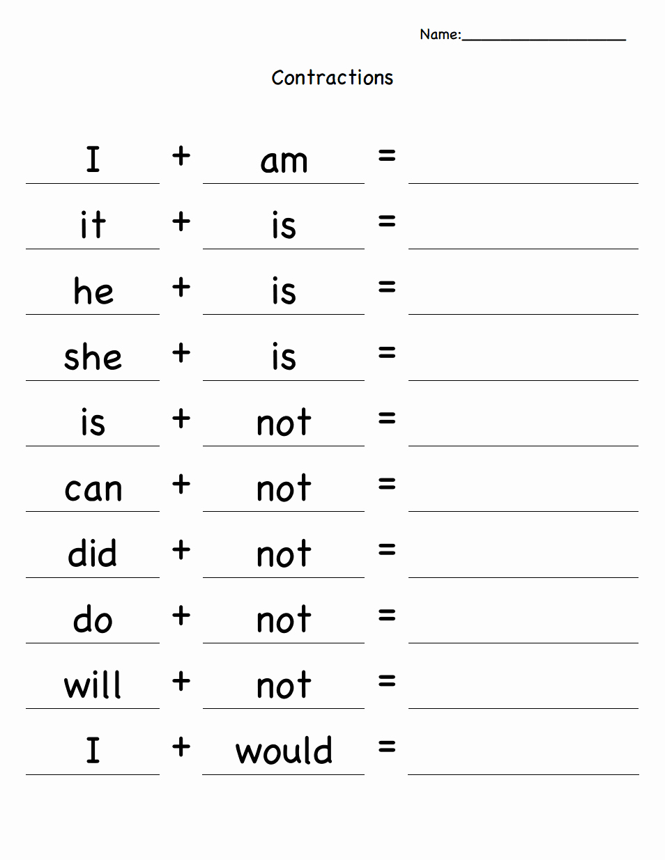 2nd Grade Grammar Worksheets Pdf Best Of Contractions Pdf