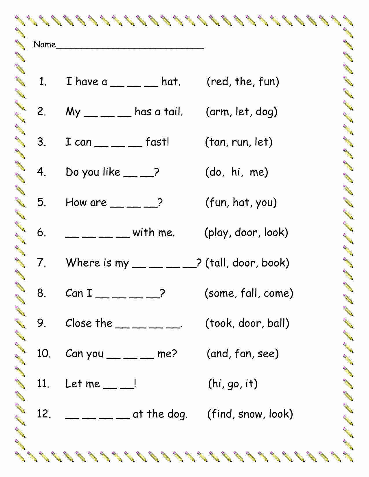 2nd Grade Grammar Worksheets Pdf Lovely Sight Word Sentences Worksheets Pdf