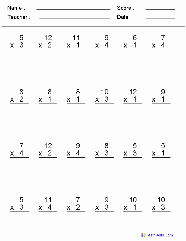 2nd Grade Multiplication Worksheets Unique 11 Best Of 1 Through 12 Multiplication Worksheets