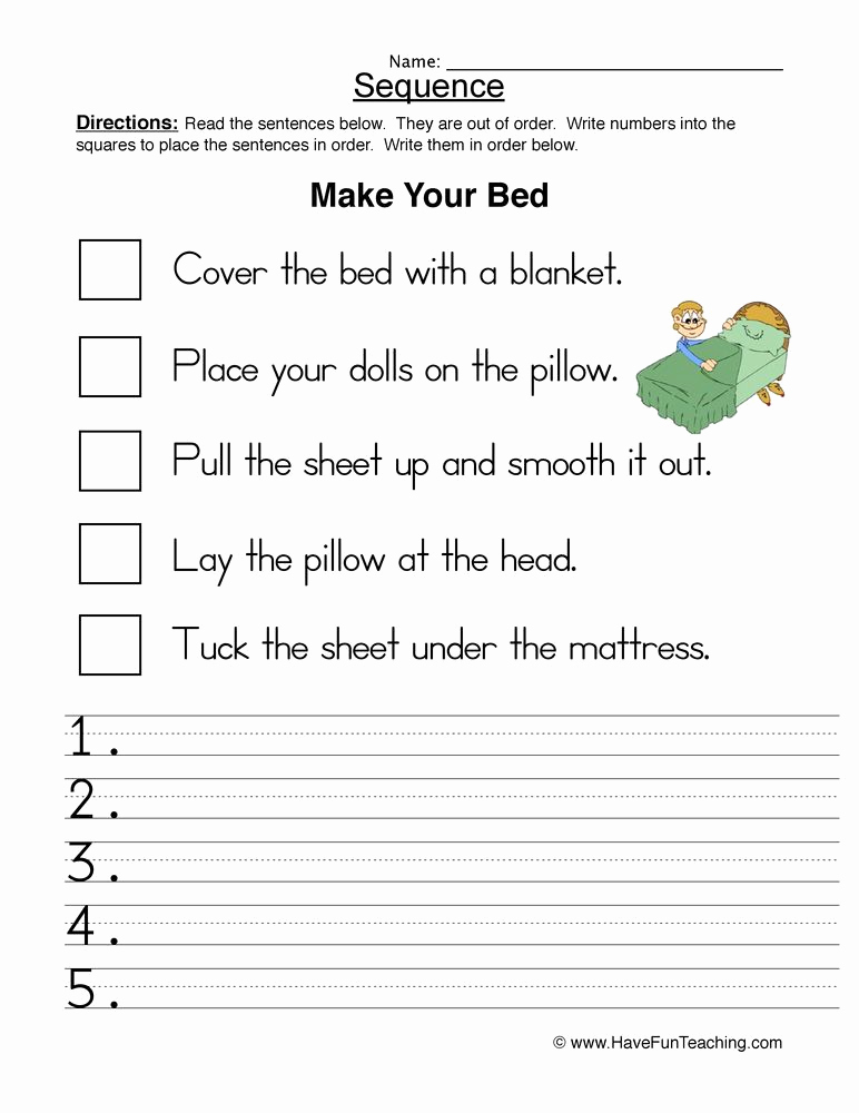 2nd Grade Sequencing Worksheets Unique Making A Bed Sequence Worksheet
