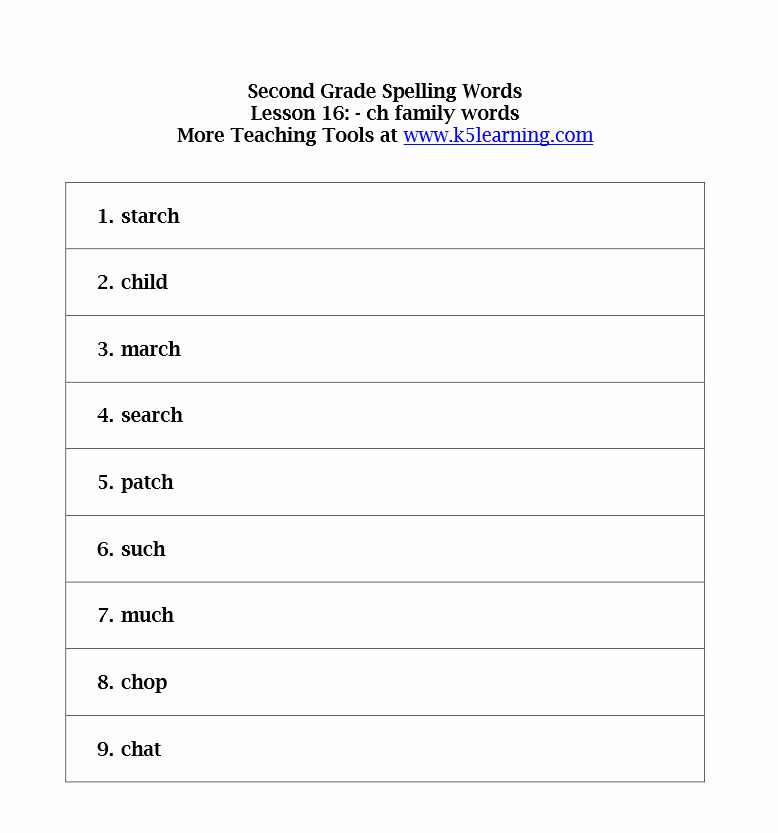 2nd Grade Spelling Worksheets New Second Grade Spelling Words