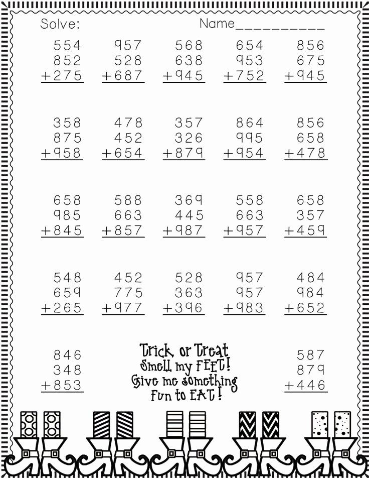 3 Addends Worksheets Beautiful 3 Digit Addition with 3 Addends Halloween themed