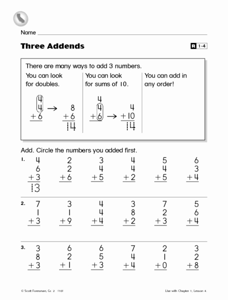 3 Addends Worksheets Best Of Three Addends Worksheet for 2nd Grade