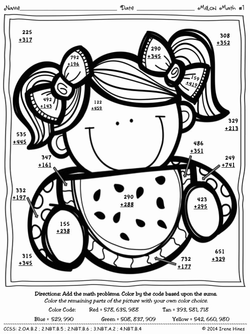 3 Digit Addition Coloring Worksheets Awesome Melon Math 3 Digit Addition &amp; Subtraction with