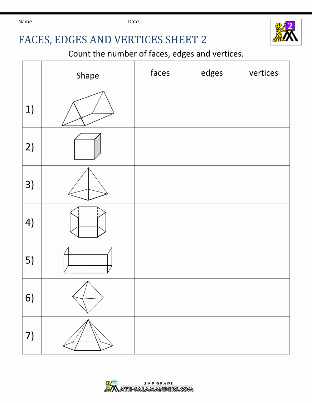 3d Shapes Worksheets 2nd Grade Awesome 72 Math Worksheets for Grade 2 3d Shapes Kidworksheet
