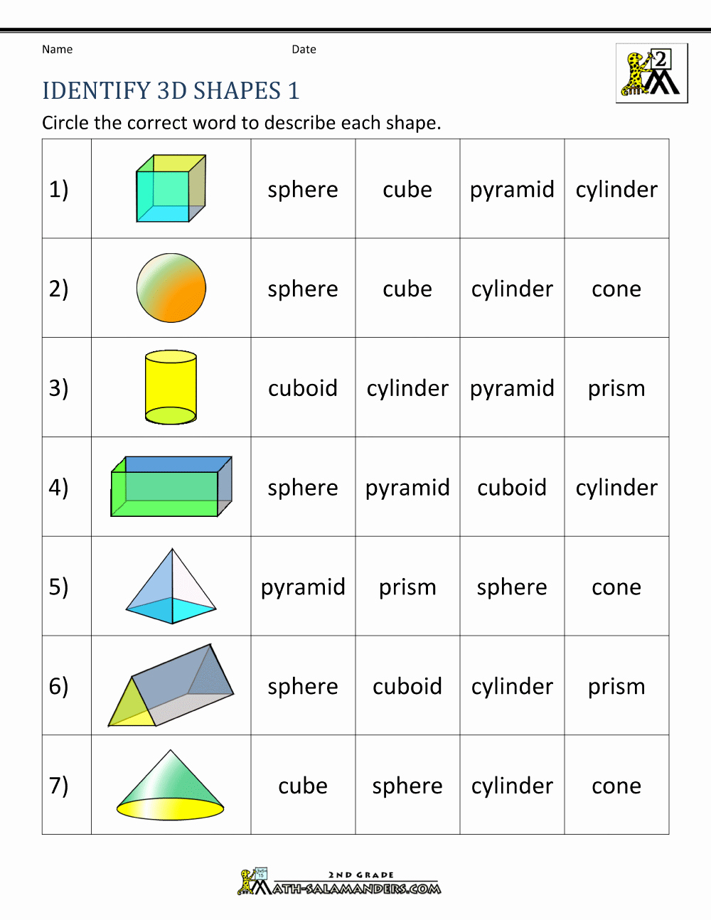 3d Shapes Worksheets 2nd Grade Fresh 2nd Grade 3d Shapes Worksheets for Grade 2 Kidsworksheetfun