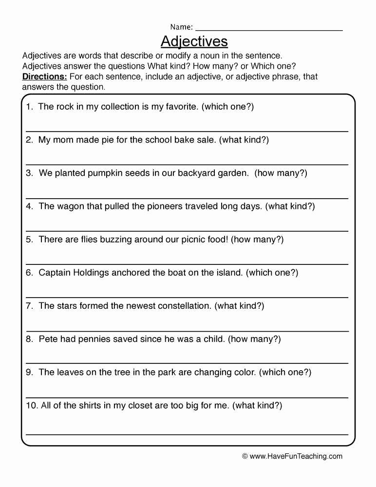 3rd Grade Adjectives Worksheets Fresh 3rd Grade Grammar Worksheets