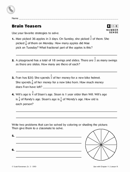 3rd Grade Brain Teasers Worksheets Unique Brain Teasers Worksheet for 3rd 5th Grade