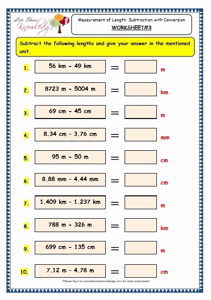 3rd Grade Measurement Worksheets Unique Grade 3 Maths Worksheets 11 5 Measurement Of Length