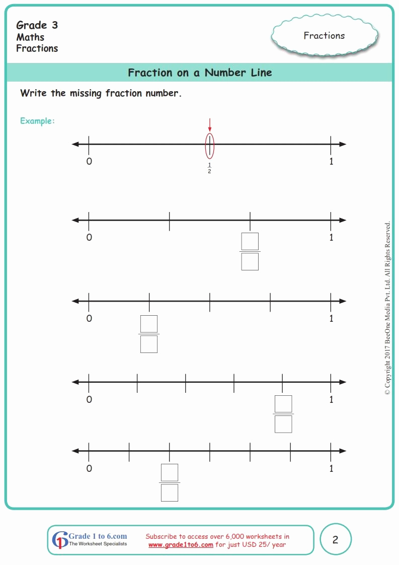 3rd Grade Number Line Worksheets Best Of Worksheet Grade 3 Math Fraction On A Number Line In 2020