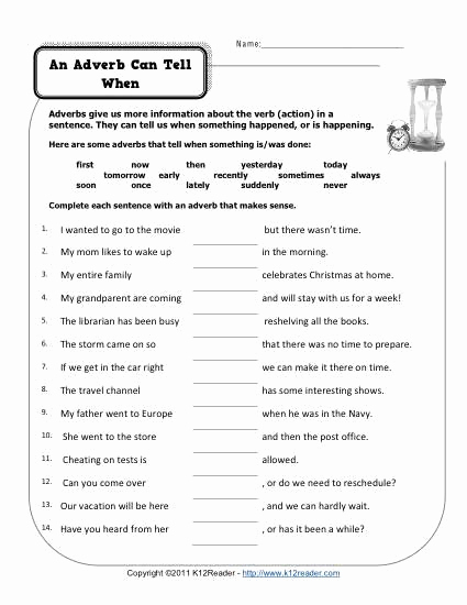 4th Grade Adverb Worksheets Beautiful 20 4th Grade Adverb Worksheets