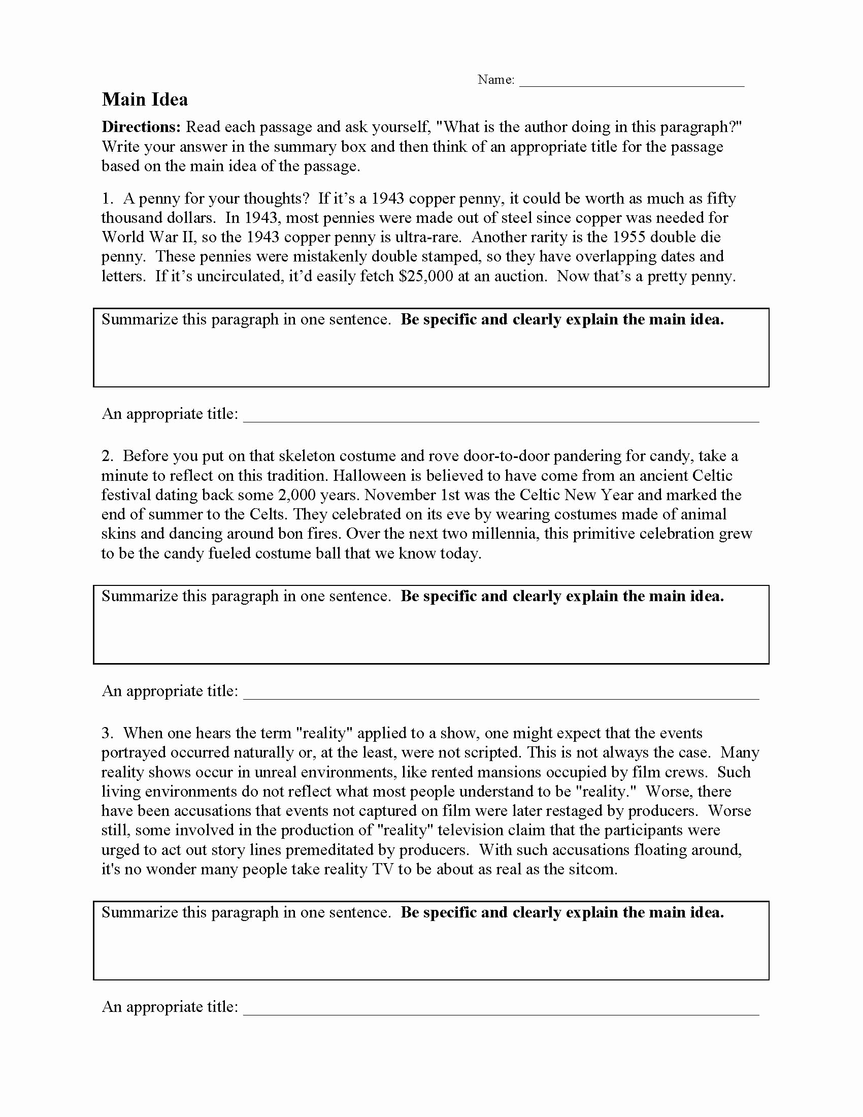 5th Grade Main Idea Worksheets Best Of Main Idea Multiple Choice Worksheets 5th Grade