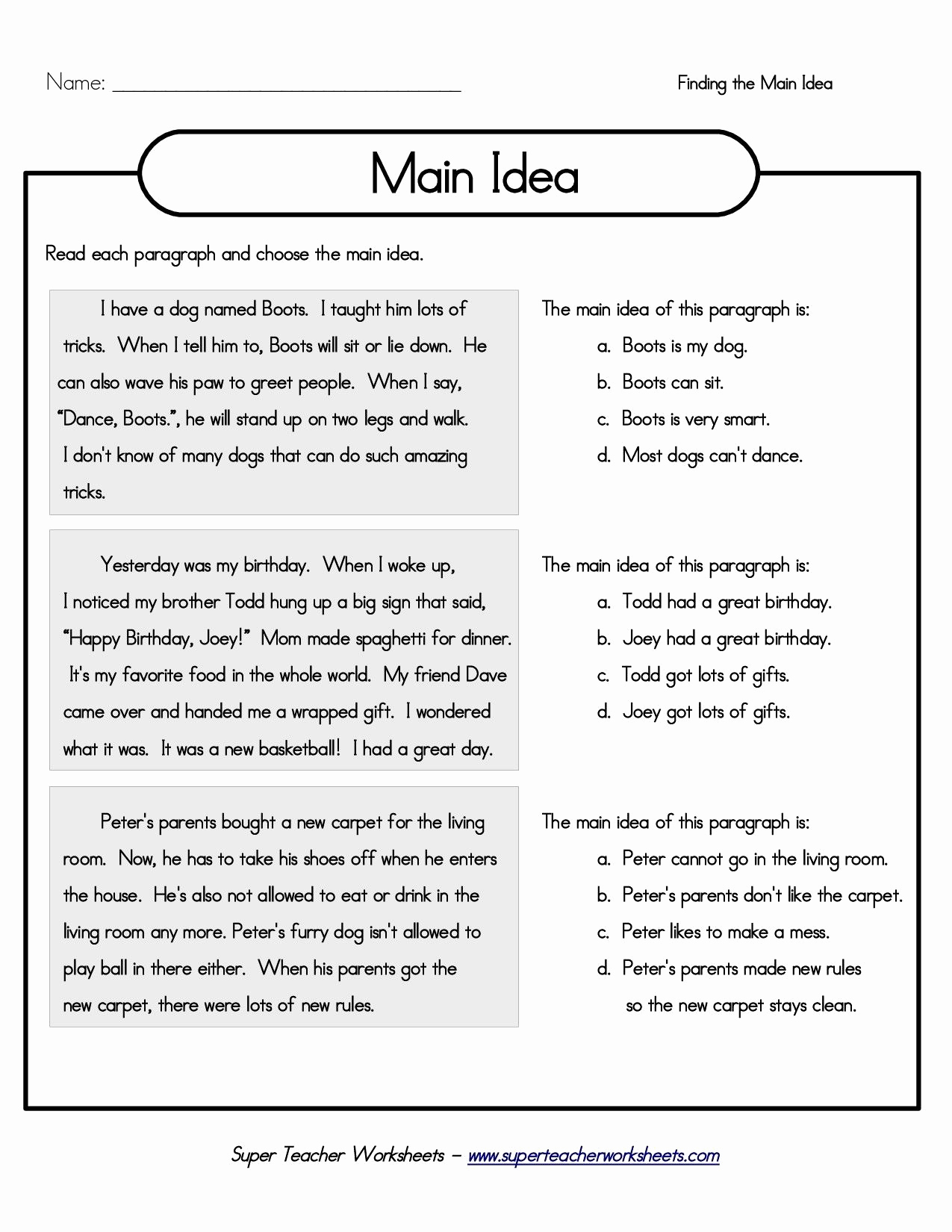 5th Grade Main Idea Worksheets Best Of Printable 5th Grade Main Idea Worksheets
