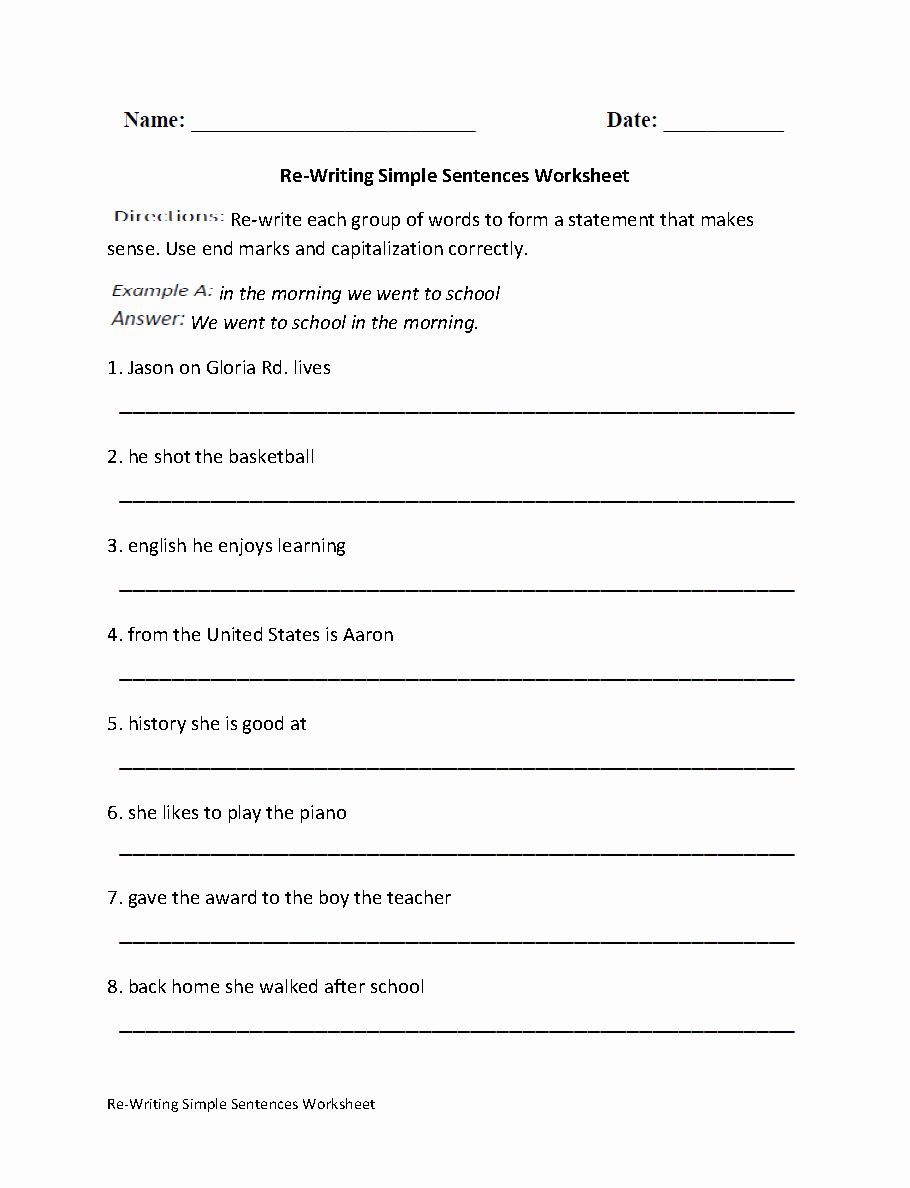 6th Grade Sentence Structure Worksheets Best Of 17 Best Of Simple Sentence Worksheets 6th Grade