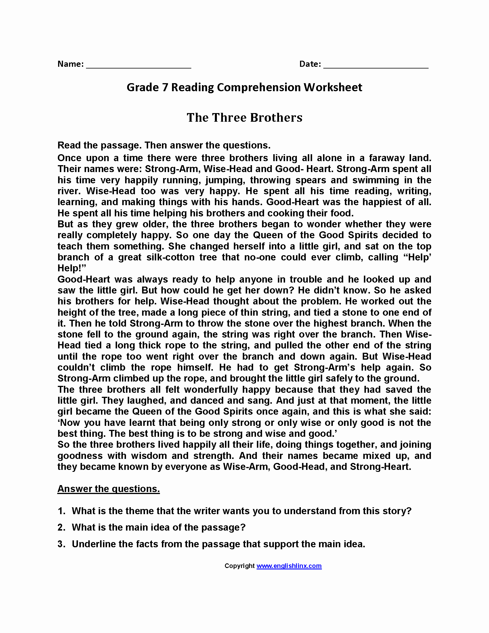 7th Grade Grammar Worksheets Pdf New Prehension Grade 7 English Worksheets Pdf