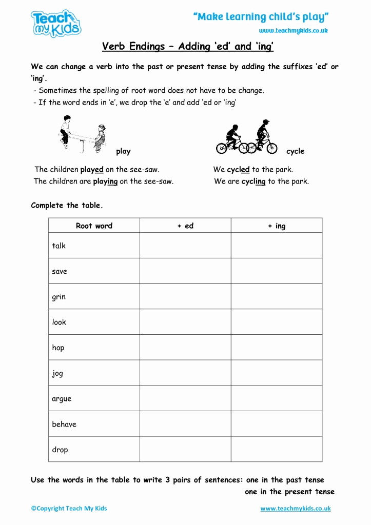 Adding Ed and Ing Worksheets Best Of Verb Endings Adding Ed and Ing Tmk Education