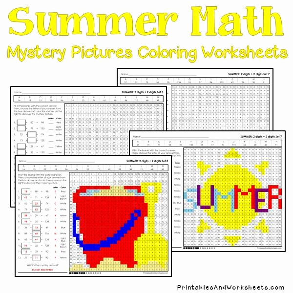Addition Mystery Picture Worksheets Unique Summer Addition Mystery Coloring Worksheets