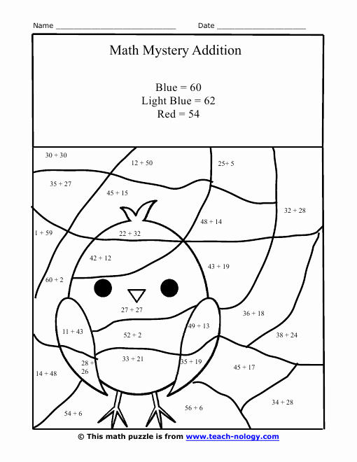 Addition Mystery Picture Worksheets Unique Triple Digit Addition Version 1