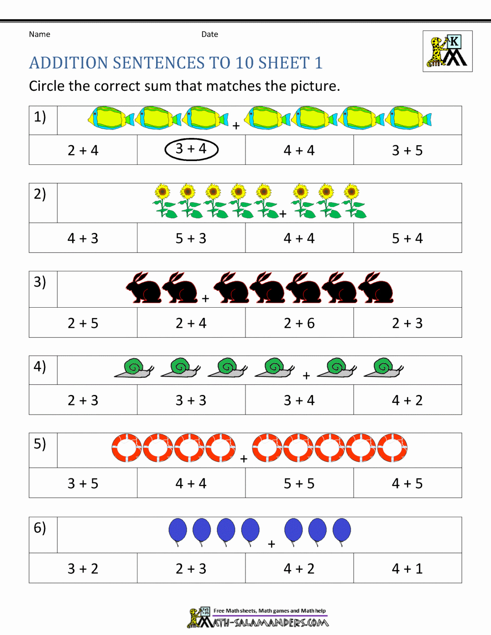 Addition Worksheets with Pictures Fresh Addition Worksheets for Kindergarten