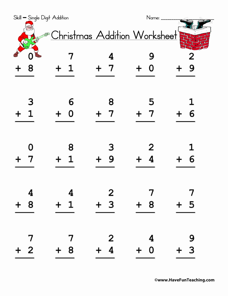 Addition Worksheets with Pictures Fresh Christmas Single Digit Addition Worksheet • Have Fun Teaching