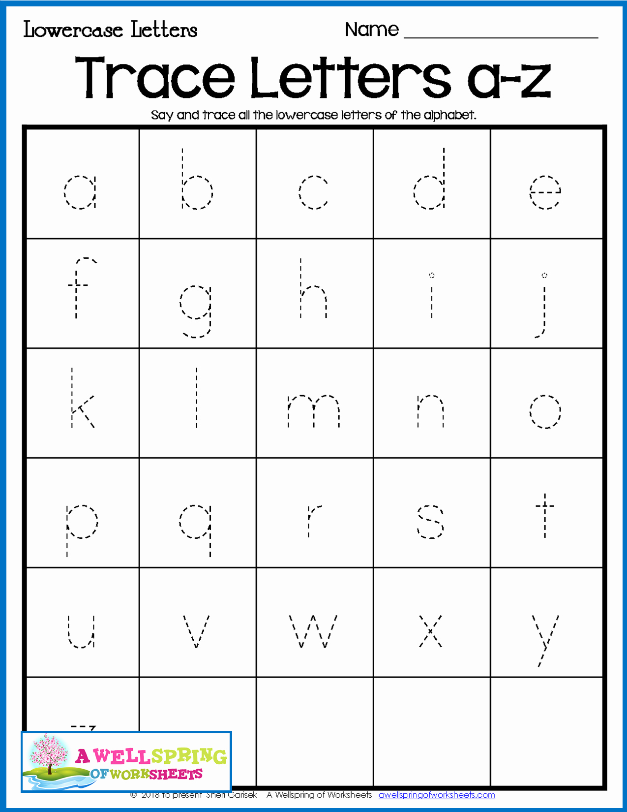 Alphabet Trace Worksheet Unique Free Printable Tracing Lowercase Letters