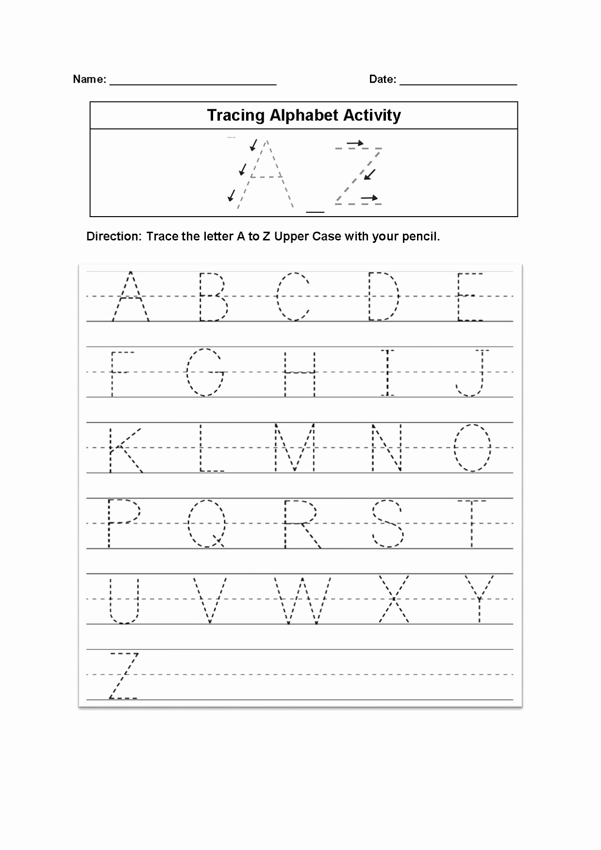 Alphabet Trace Worksheet Unique Tracing Alphabet Worksheets – Kids Learning Activity
