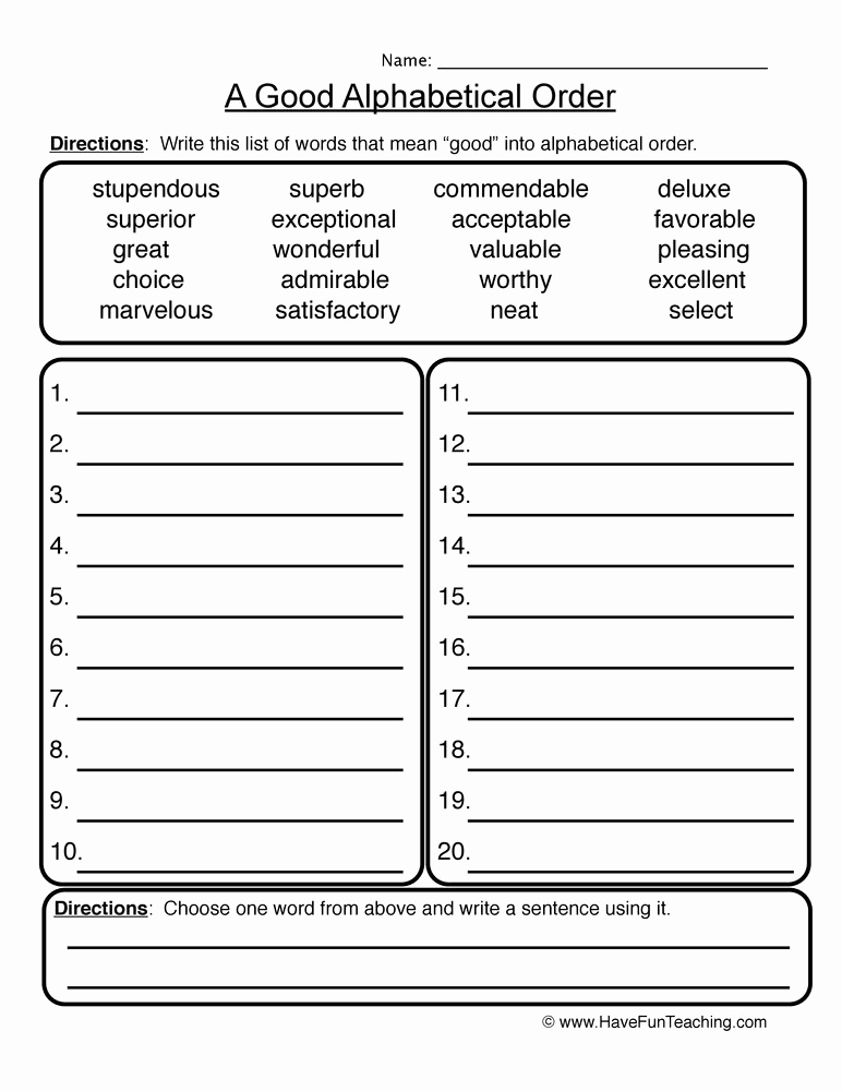 Alphabetical order Worksheets 2nd Grade Fresh New Alphabetical order to the Second Letter