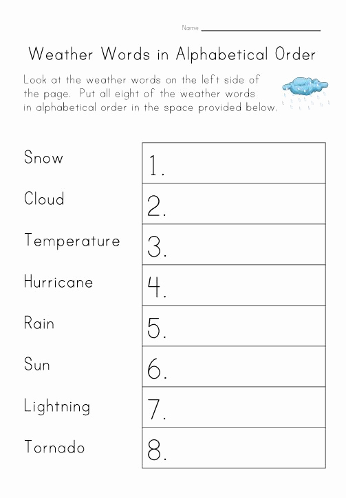 Alphabetical order Worksheets 2nd Grade Fresh Weather Worksheet Alphabetical order