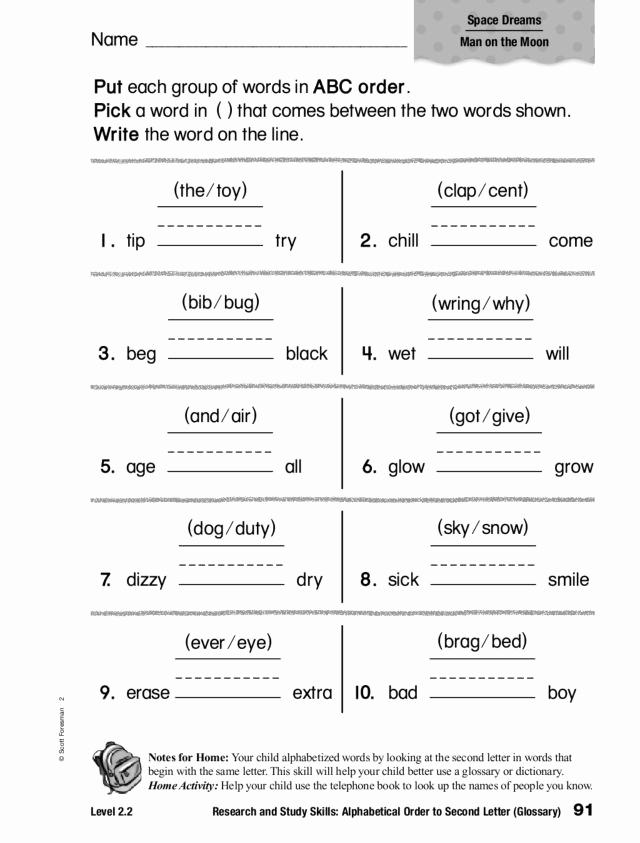 Alphabetical order Worksheets 2nd Grade Luxury Research and Study Skills Alphabetical order to Second