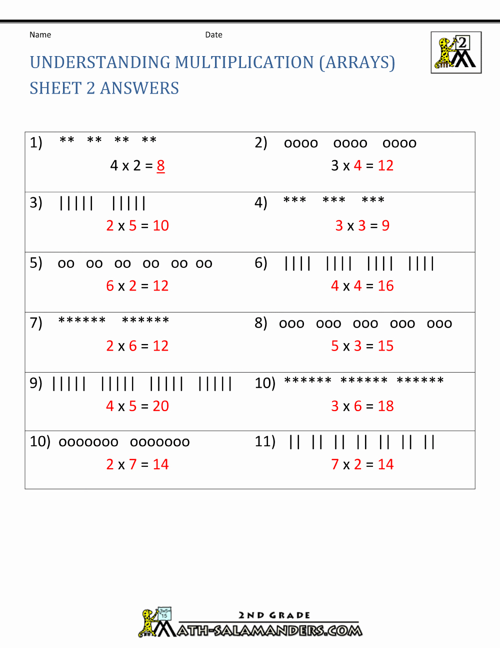 Arrays Worksheets Grade 2 Awesome Multiplication Arrays Worksheet 2nd Grade