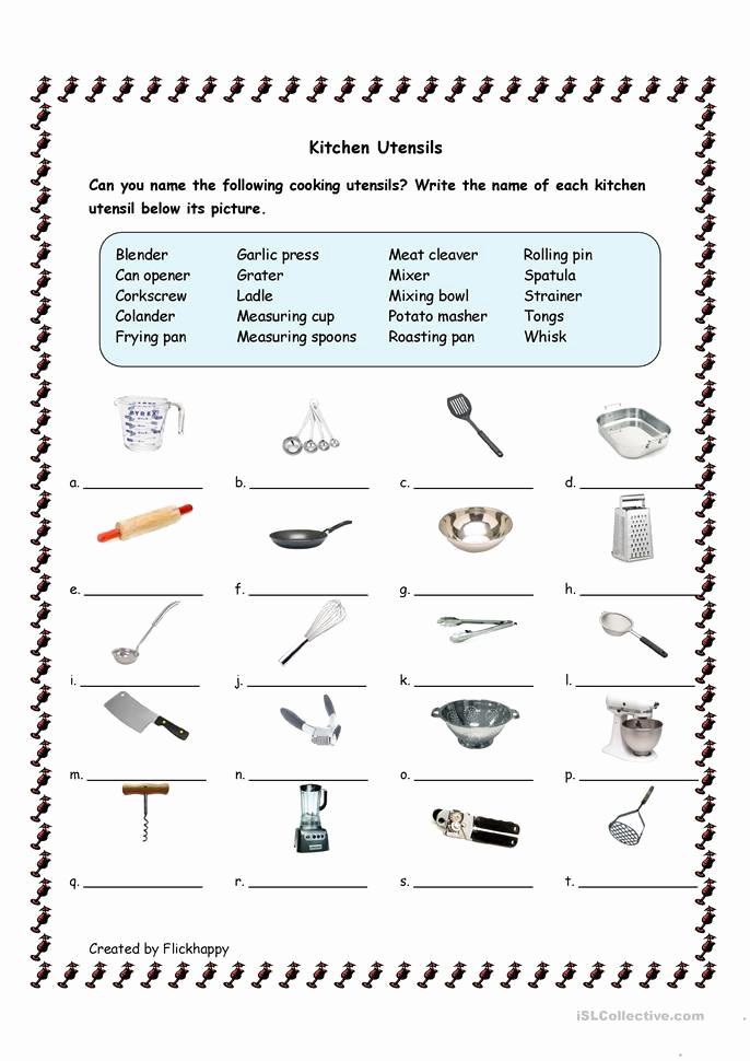 Diy 30 Explore Basic Cooking Skills Worksheets Simple Template Design