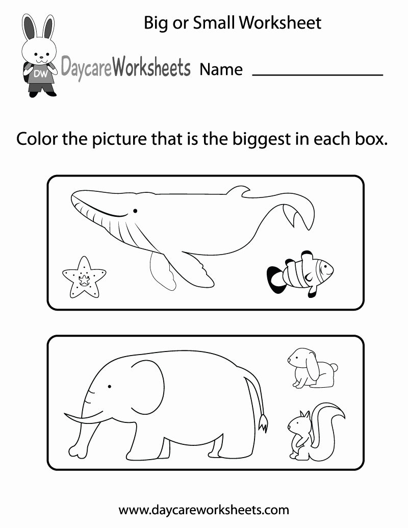 Big Vs Little Worksheets Awesome Free Preschool Big or Small Worksheet