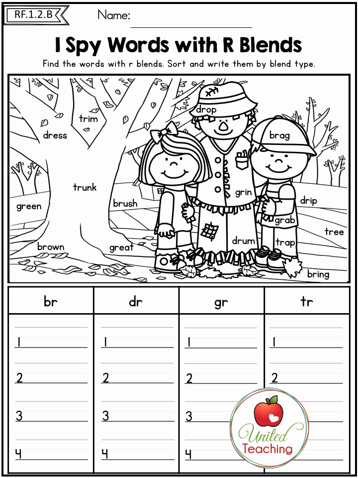Blends Worksheet for First Grade Lovely Fall Literacy Worksheets No Prep 1st Grade Distance