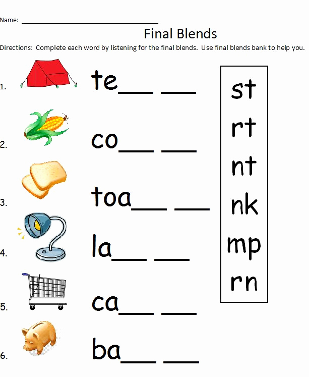 Blends Worksheet for First Grade New Phonics Final Consonant Blends Worksheets Google Search