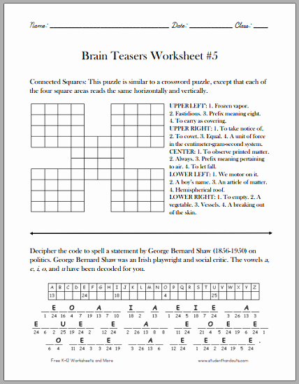 Brain Teaser Worksheets Inspirational Brain Teasers for Kids Worksheet 5 Free to Print Pdf