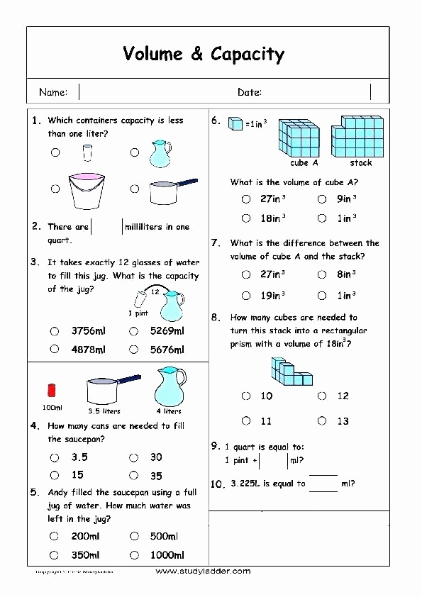 Capacity Worksheets 3rd Grade Elegant 25 Capacity Worksheets 3rd Grade
