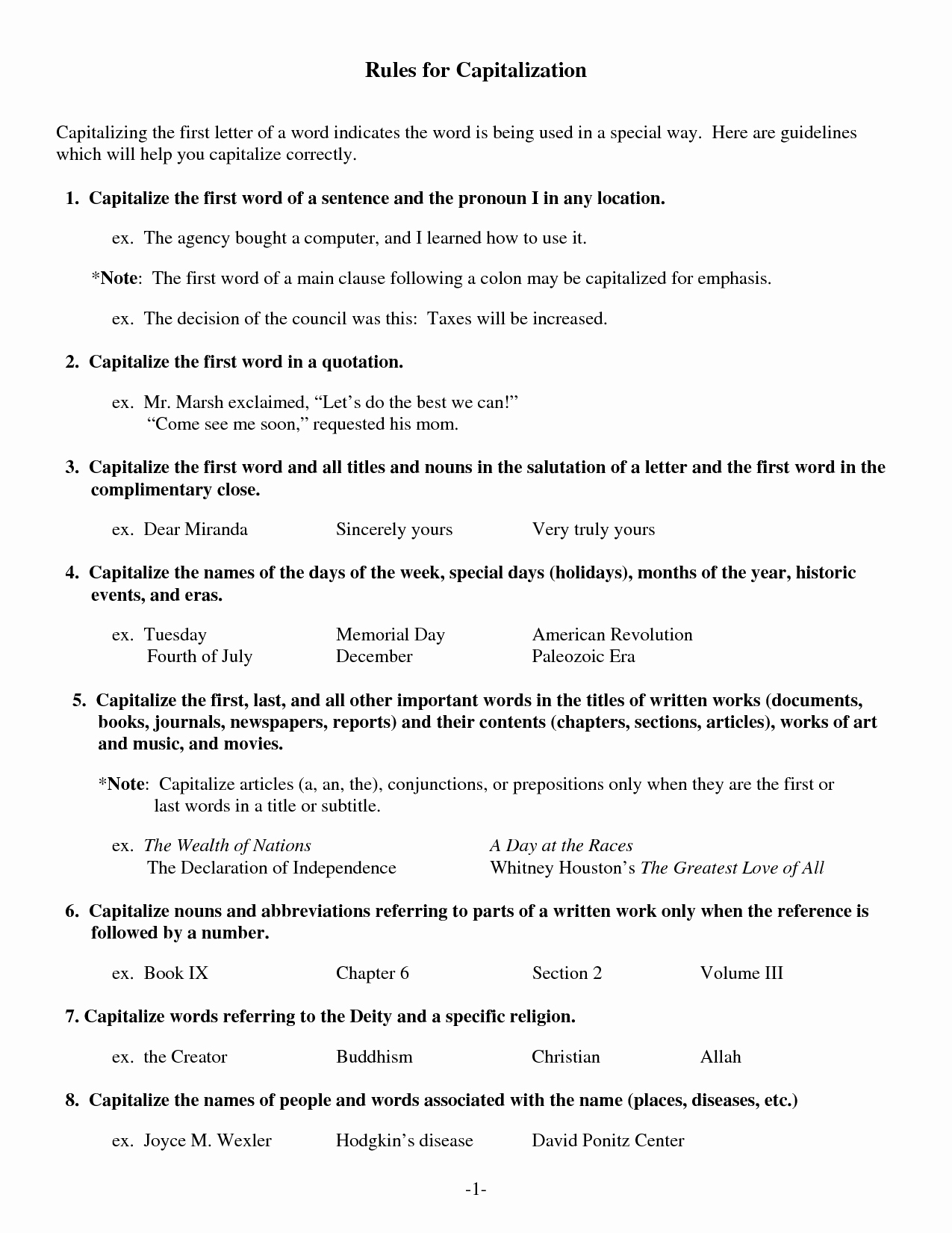 Capitalization Worksheet Middle School Lovely 12 Best Of Free Printable Ma Worksheets Ma