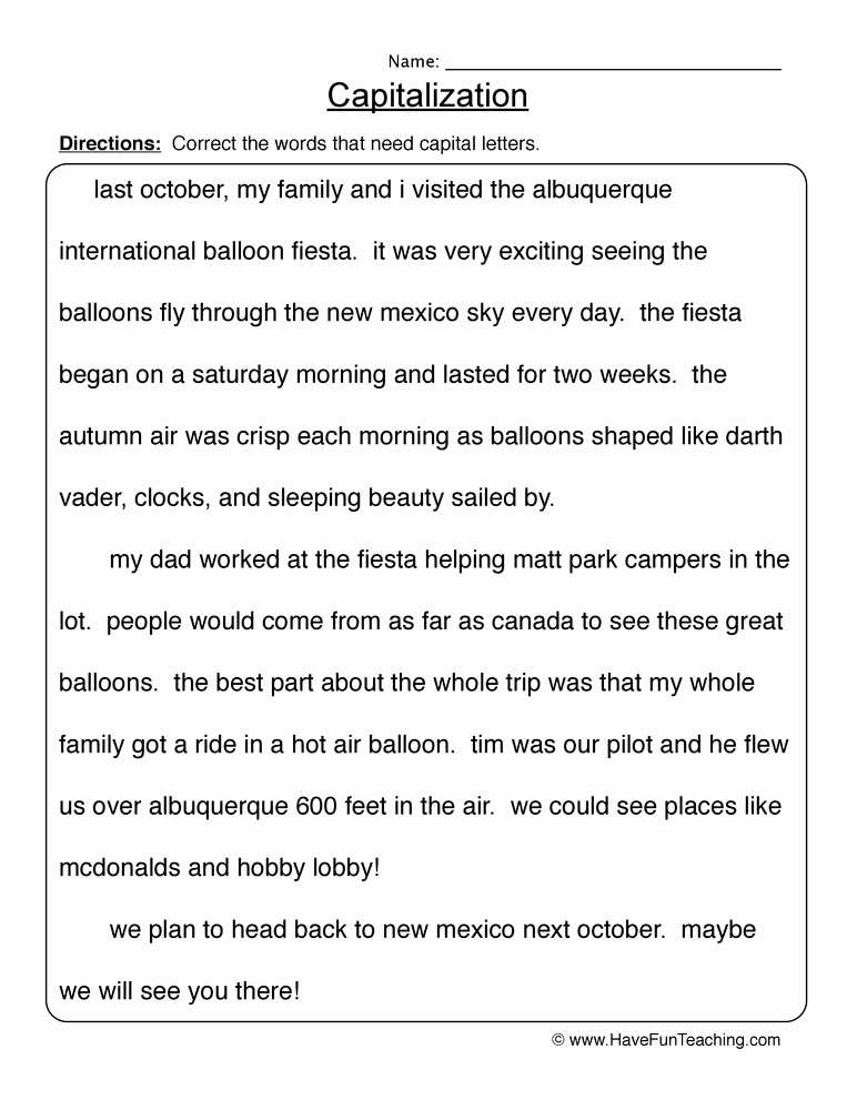 Get 30 Professionally Capitalization Worksheet Middle School Simple 
