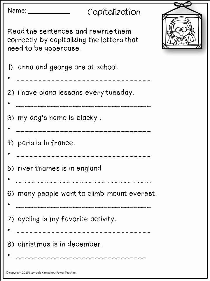 Capitalization Worksheets for 2nd Grade Best Of Printable Capitalization and Punctuation Worksheets 2nd