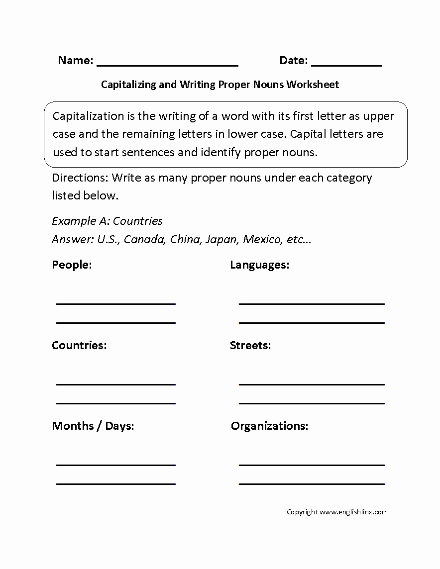Capitalization Worksheets for 2nd Grade Fresh Capitalization Worksheets 2nd Grade