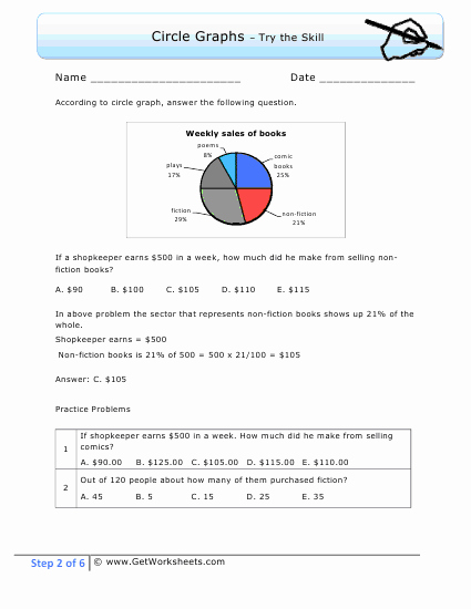 Circle Graphs Worksheets 7th Grade Lovely Fourth Grade Step 2 Example