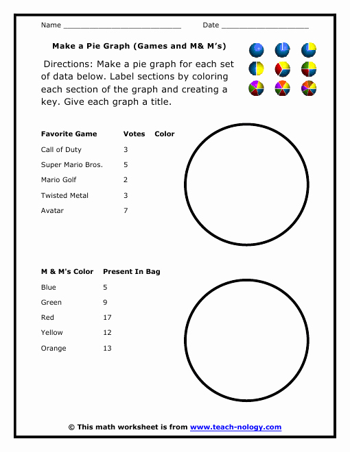 Circle Graphs Worksheets 7th Grade Unique Make A Pie Graph Games and M&amp; Ms