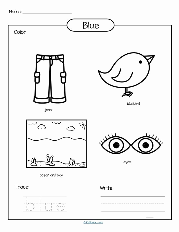 Color Blue Worksheets for Preschool Awesome Color Blue Printable Color Trace and Write