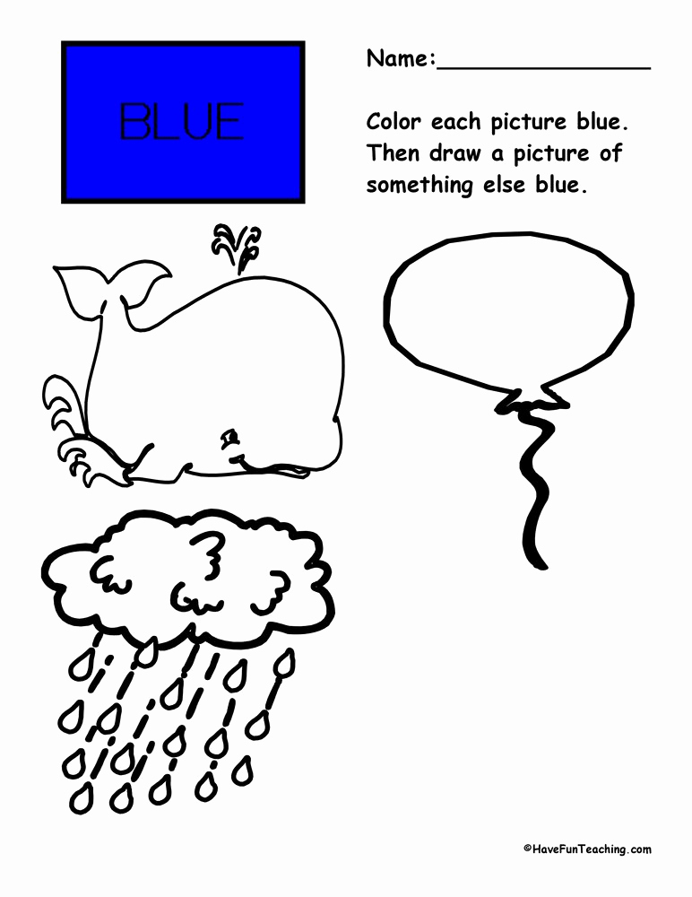 Color Blue Worksheets for Preschool Unique Colors Worksheets