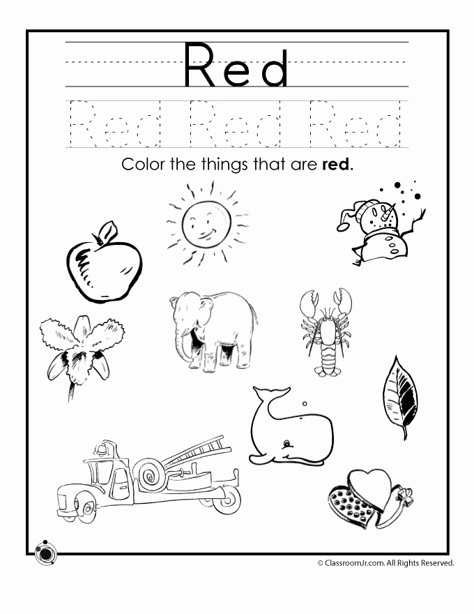 Color Red Worksheets for toddlers New Color Red Worksheet