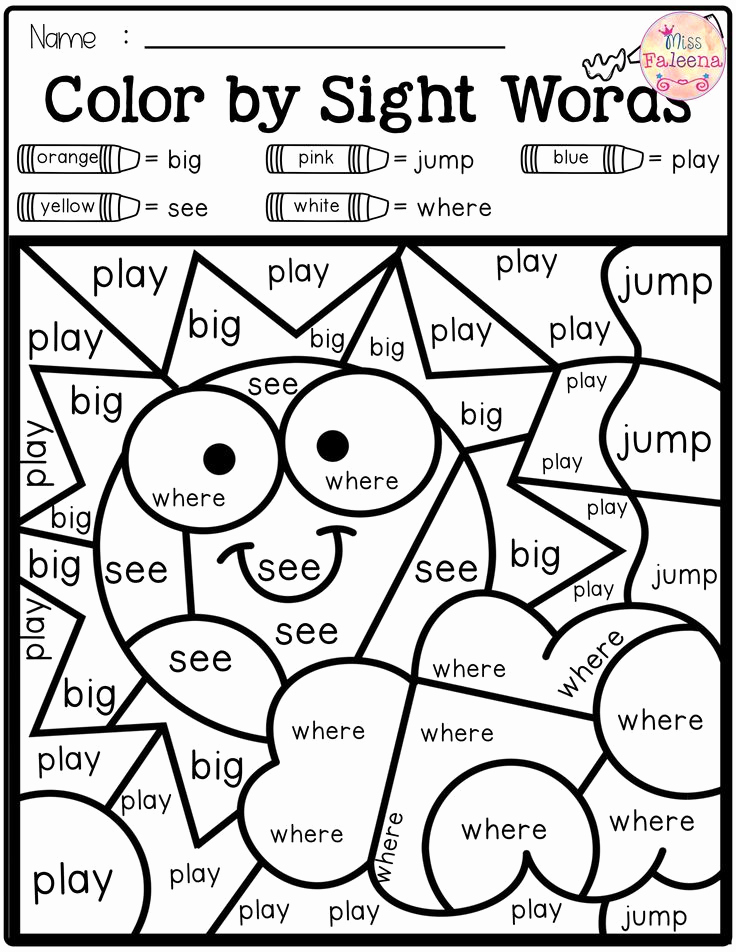 Color Sight Word Worksheets Beautiful Summer Color by Code Sight Words Pre Primer