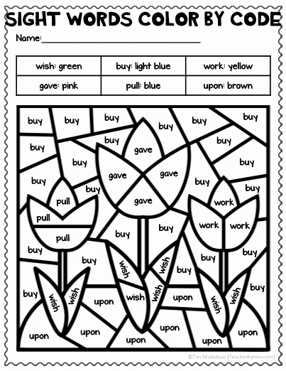 Color Sight Word Worksheets Elegant Spring Color by Code Sight Words