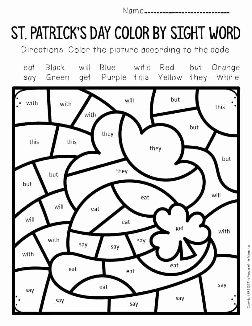 Color Sight Word Worksheets Unique Color by Sight Word Kindergarten Worksheets Hat with