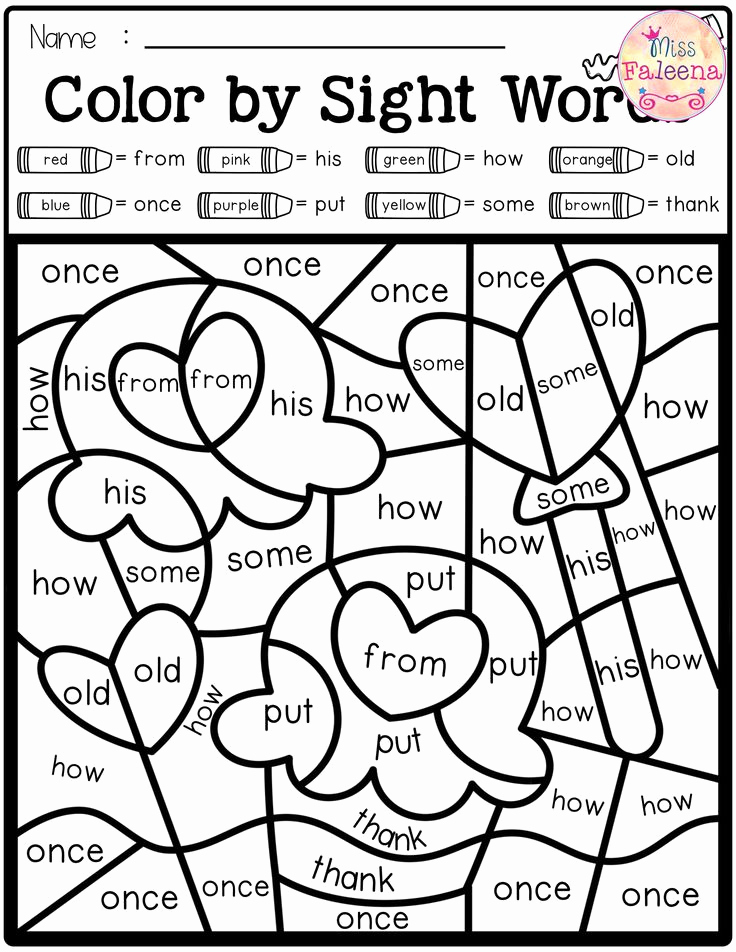 Color Sight Word Worksheets Unique Free Color by Code Sight Words First Grade